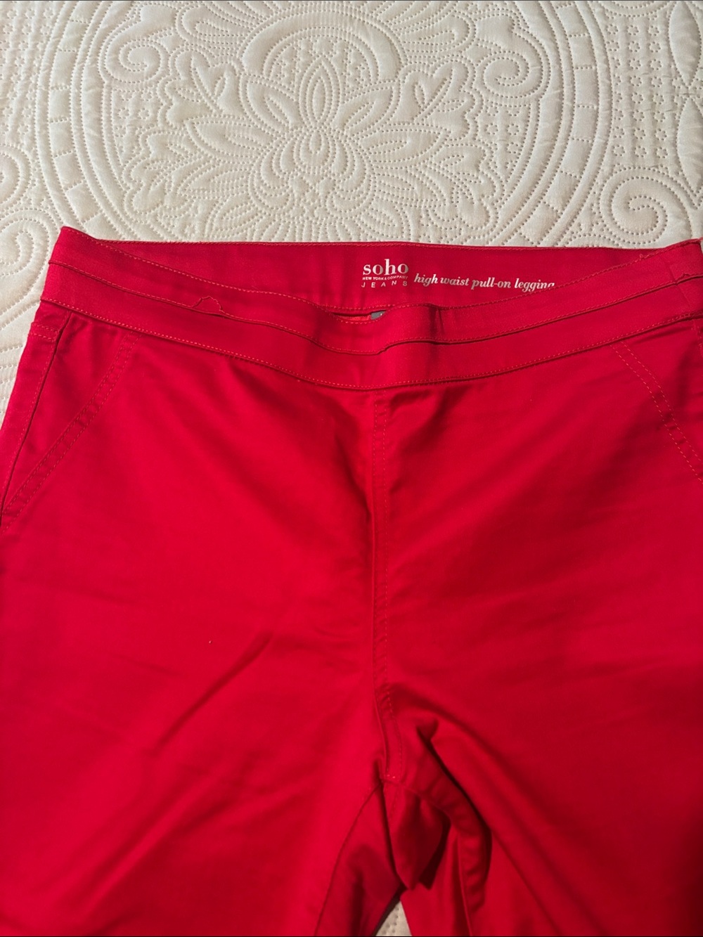 Soho Jeans High Waist Pull-On straight leg Jeans- Bright Red